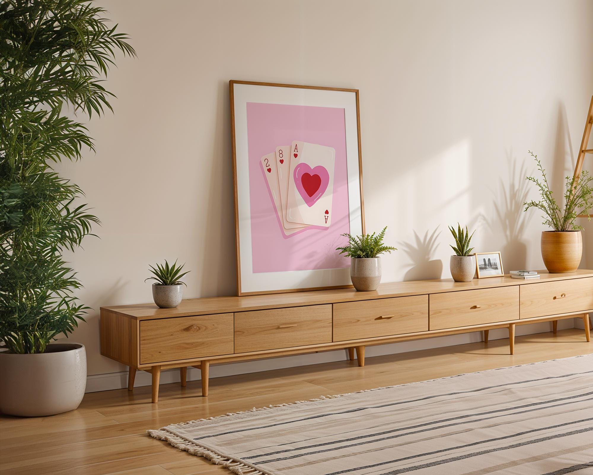 Modern Pop Art | Ace of Hearts Print | Pink Card Deck Poster, Valentine's Decor wall art print, modern home decor, unframed artwork by Nomad & Nest