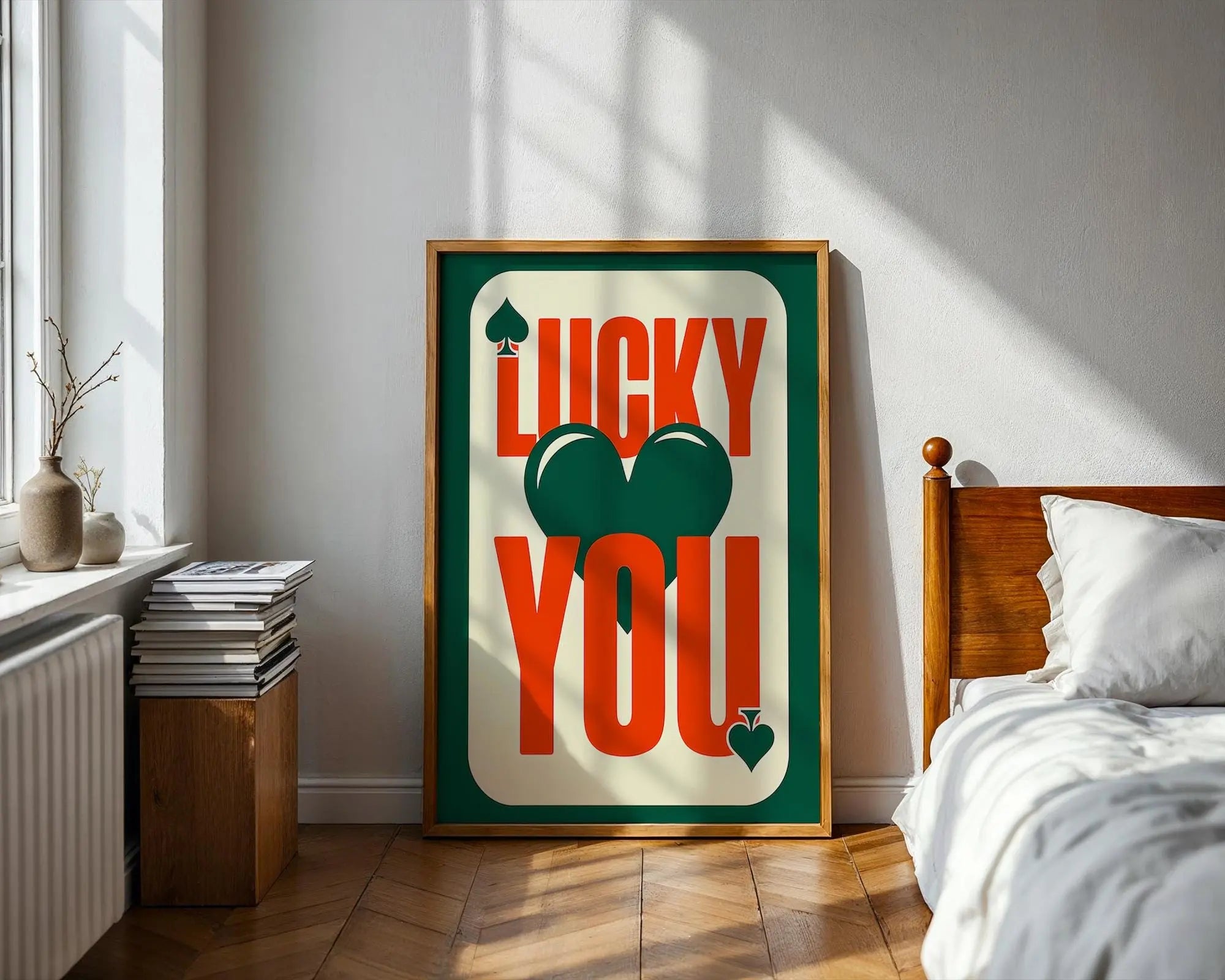 Lucky You Retro Card Art Print | Bold Typography Wall Decor wall art print, modern home decor, unframed artwork by Nomad & Nest
