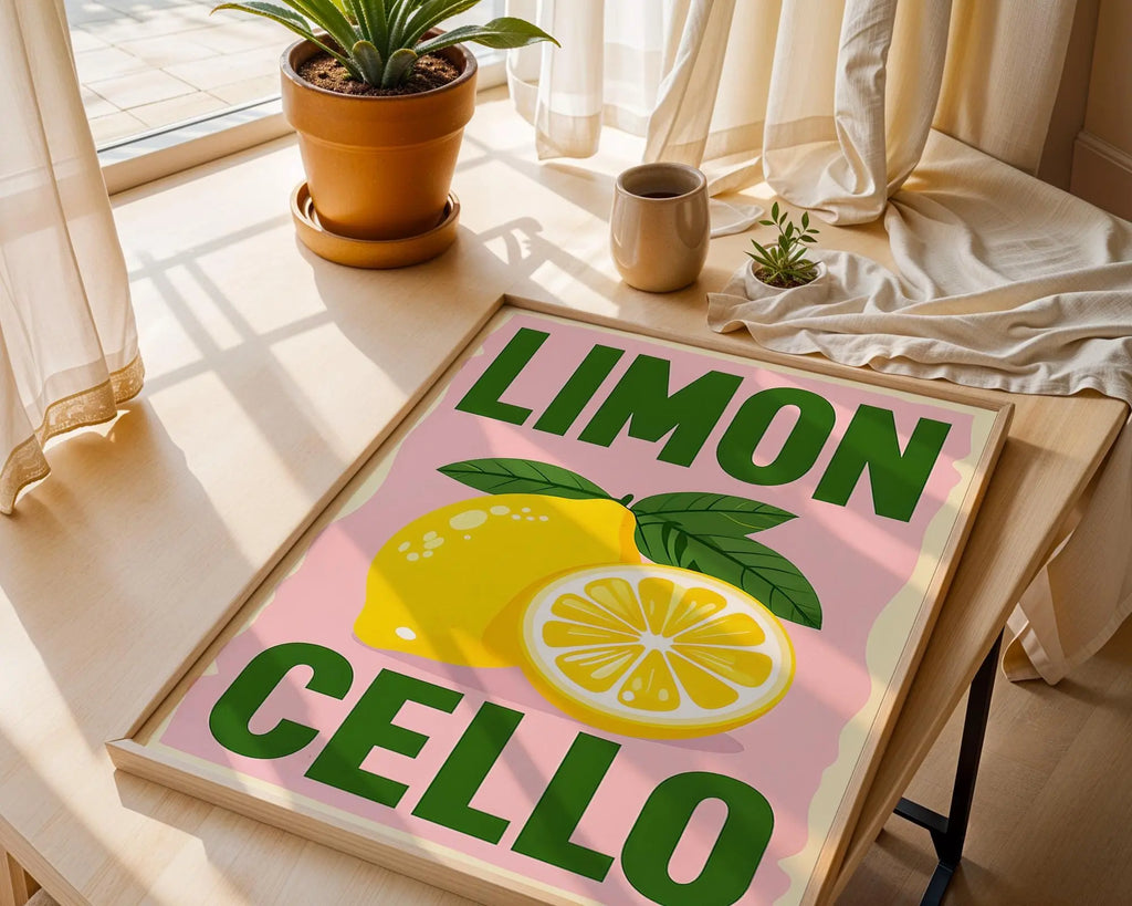 Positive Emotion | Limoncello Wall Art | Italian Lemon Illustration | Retro Kitchen Poster | Mediterranean Summer Decor wall art print, modern home decor, unframed artwork by Nomad & Nest