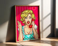 Modern Pop Art | Retro  Print | 1950s Blonde Woman on Phone, Mid-Century Modern wall art print, modern home decor, unframed artwork by Nomad & Nest