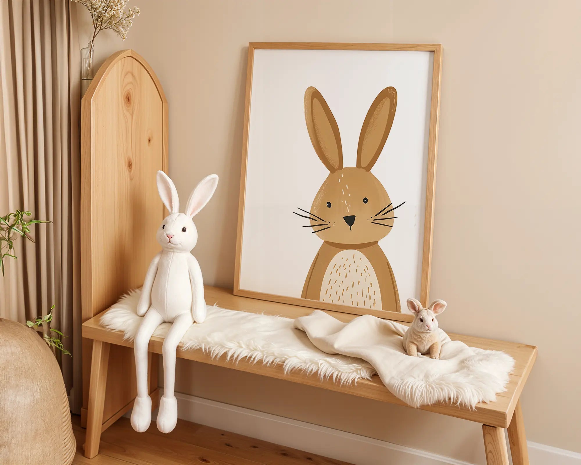 Playroom Ideas | Gentle Bunny Nursery Wall Art | Woodland Baby Room Print wall art print, modern home decor, unframed artwork by Nomad & Nest