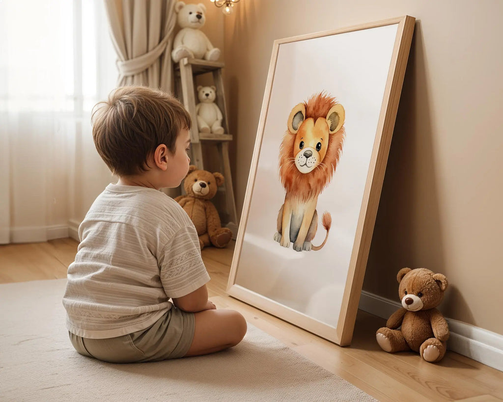 Playroom Ideas | Lion Nursery Wall Art | Safari Animal Baby Decor wall art print, modern home decor, unframed artwork by Nomad & Nest