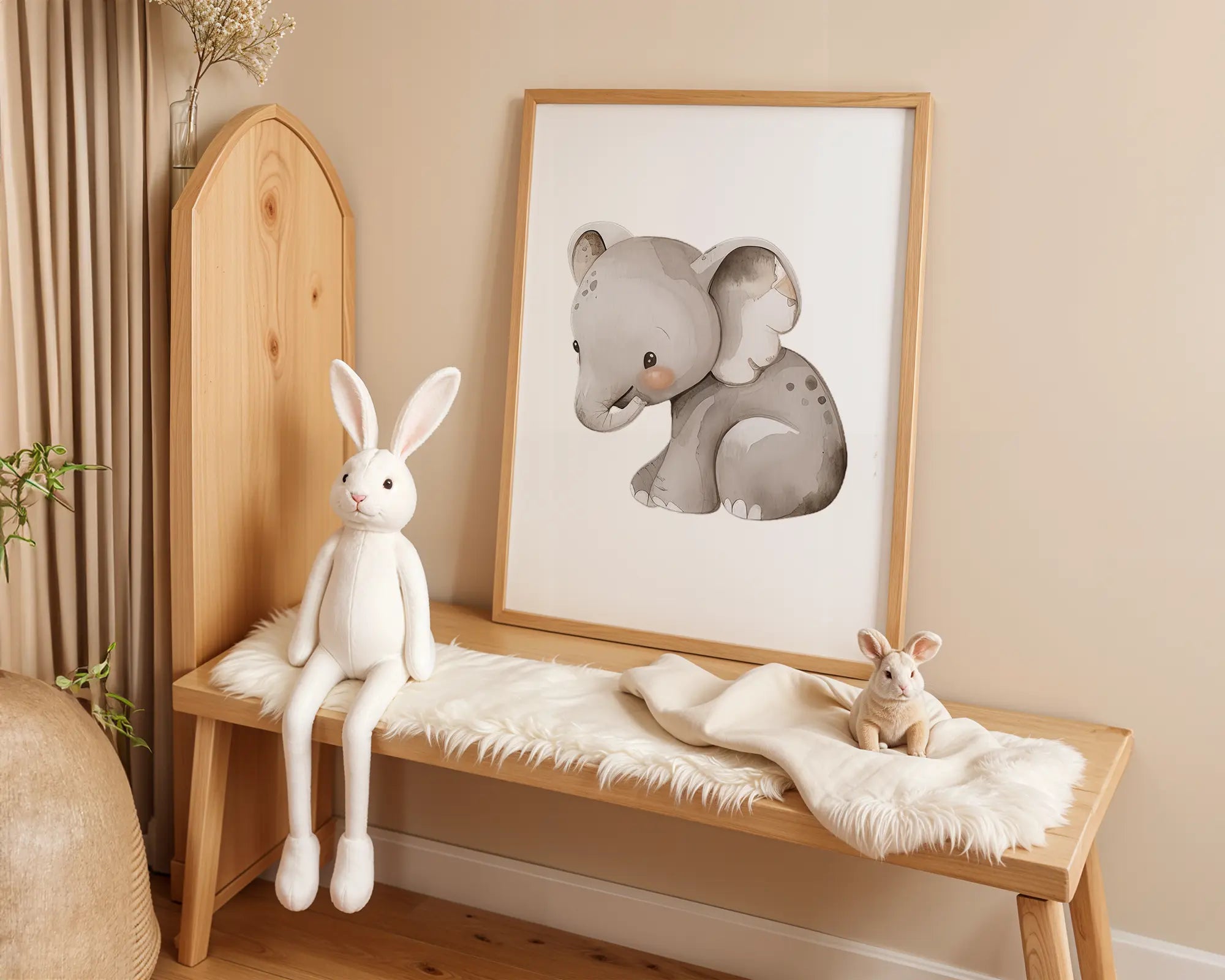 Playroom Ideas | Sweet Baby Elephant Nursery Wall Art | Neutral Safari Decor wall art print, modern home decor, unframed artwork by Nomad & Nest