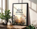 Positive Emotion | Slow Down You‘re Doing Fine | Soft Floral Watercolour Encouragement Art wall art print, modern home decor, unframed artwork by Nomad & Nest