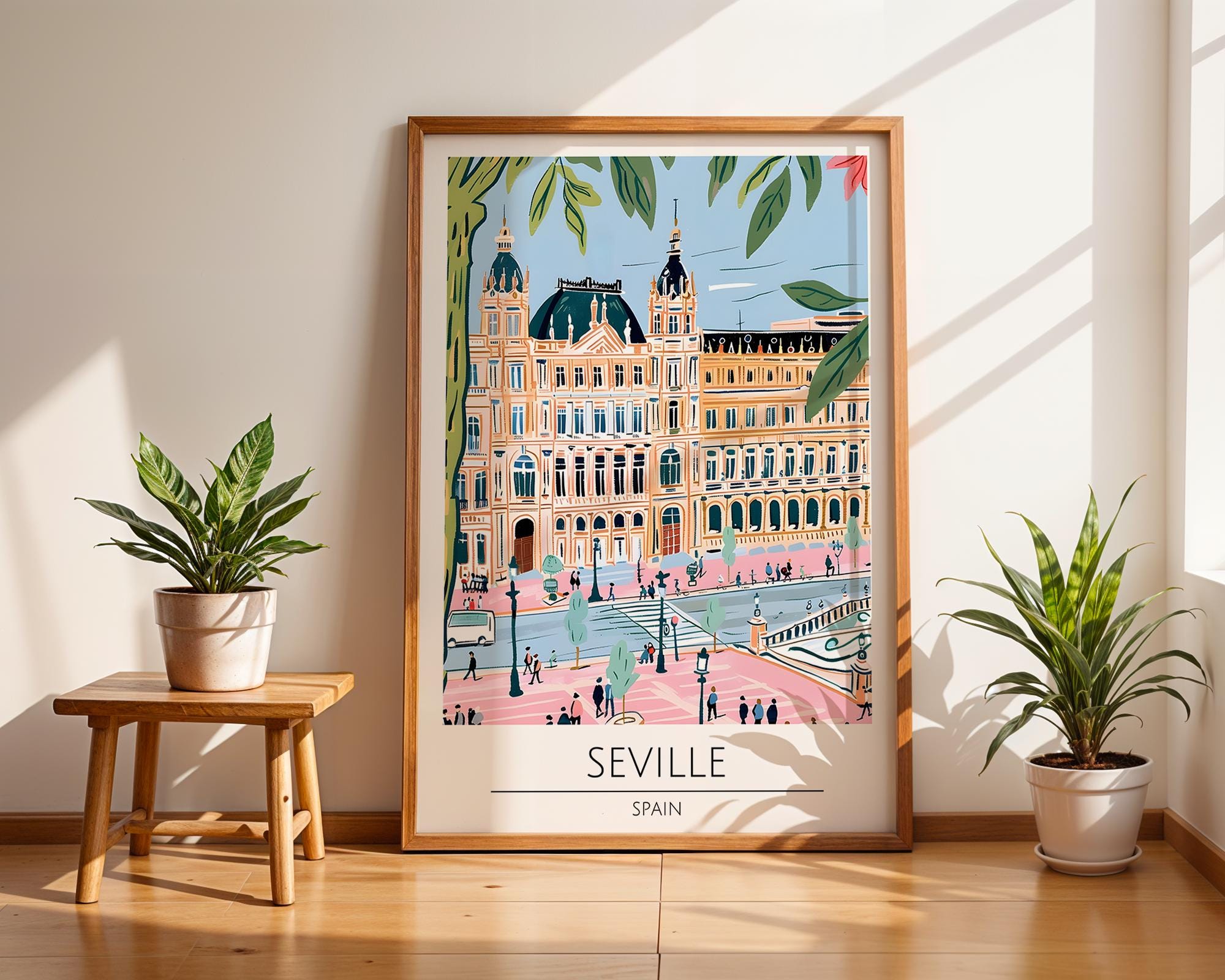 Seville Spain Travel Poster | Sagrada Familia Architecture Print wall art print, modern home decor, unframed artwork by Nomad & Nest