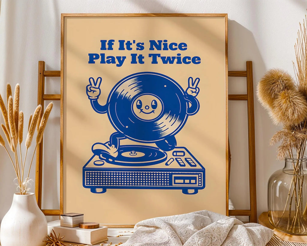 Vinyl Record Print | Retro DJ Art, Music Lover Gift wall art print, modern home decor, unframed artwork by Nomad & Nest