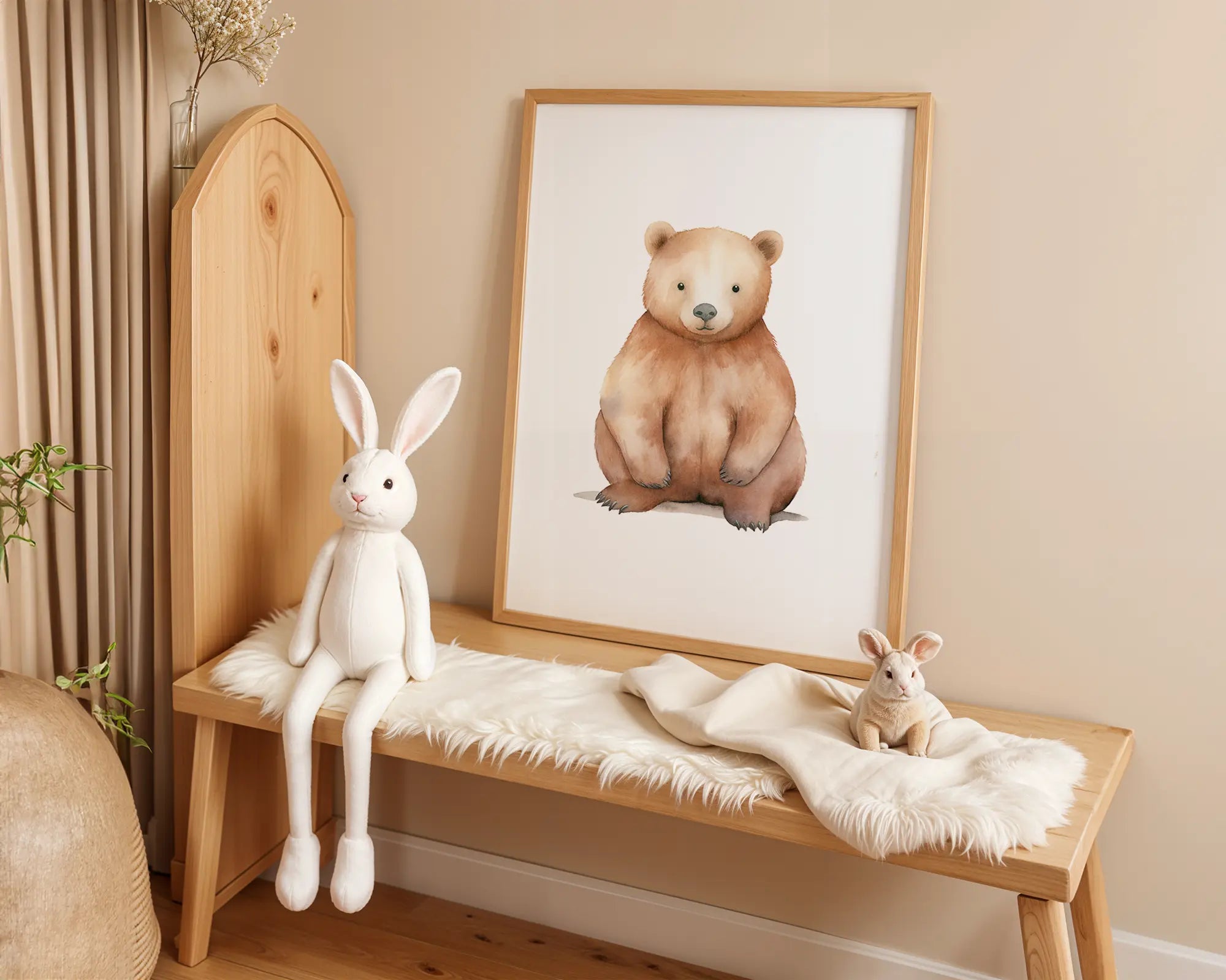 Playroom Ideas | Bear Nursery Wall Art | Woodland Animal Baby Illustration wall art print, modern home decor, unframed artwork by Nomad & Nest