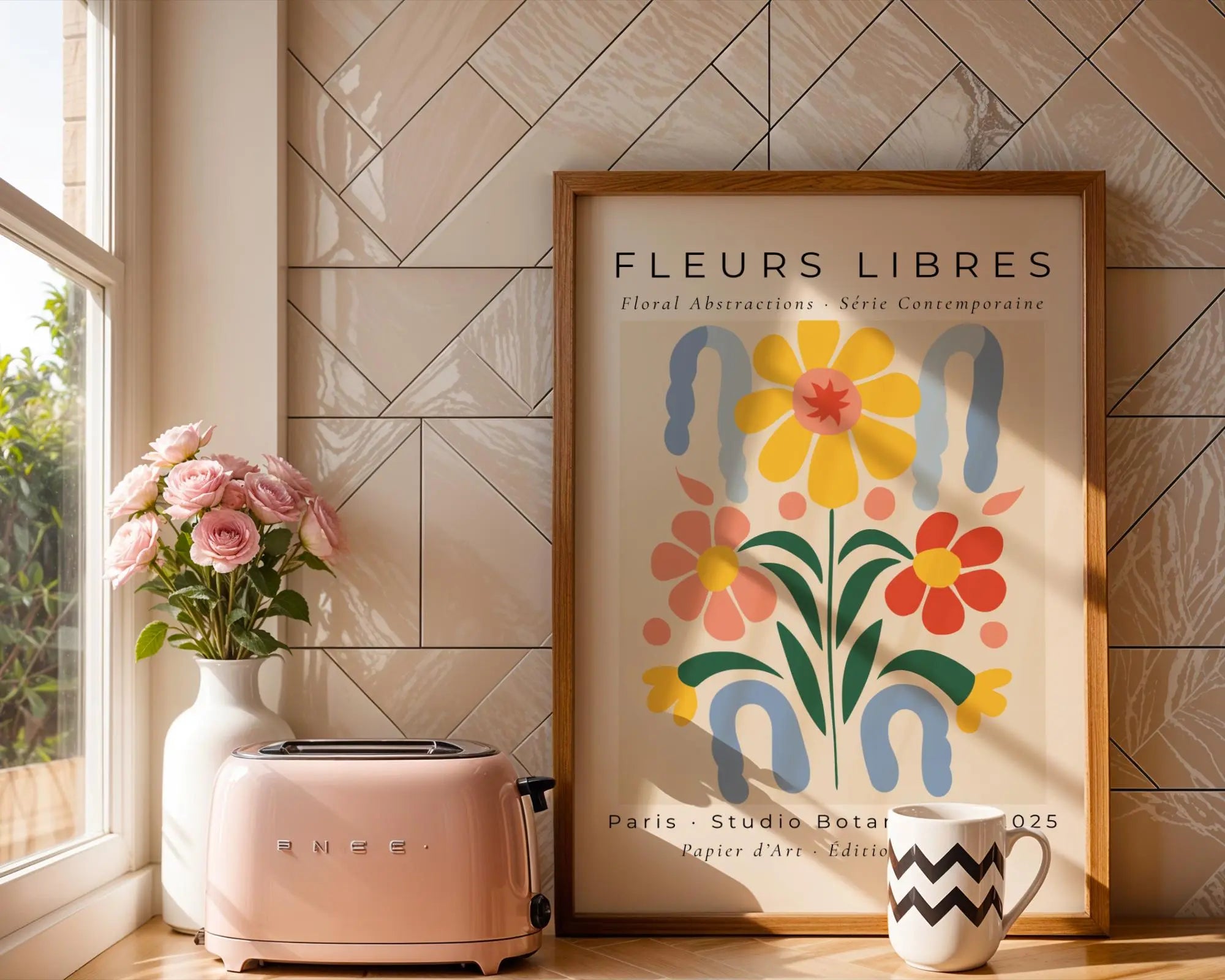 Folk Art Floral Print | Colorful Abstract Flower Poster wall art print, modern home decor, unframed artwork by Nomad & Nest