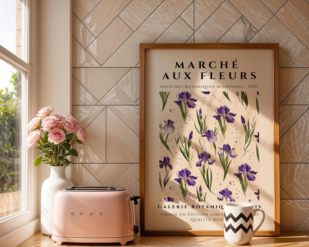 Violet Iris Botanical Art Print | French Floral Poster wall art print, modern home decor, unframed artwork by Nomad & Nest