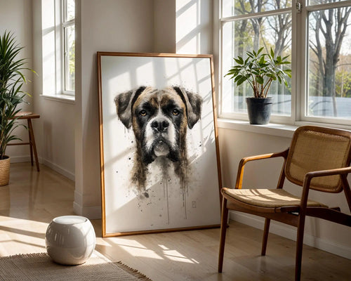 Boxer Dog Watercolor Portrait | Modern Pet Wall Art Print wall art print, modern home decor, unframed artwork by Nomad & Nest