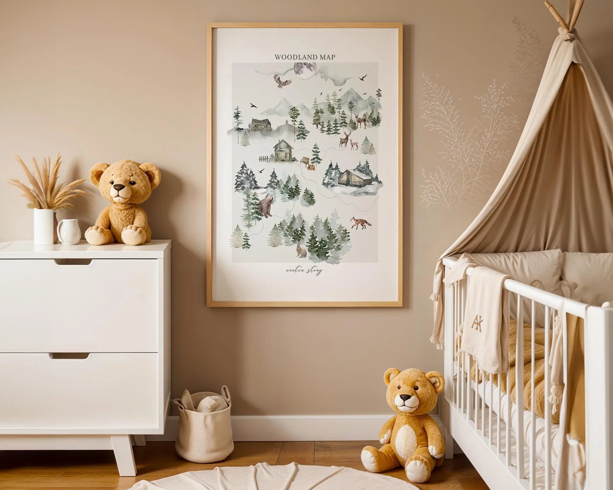 Playroom Ideas | Woodland Map Nursery Wall Art | Forest Animals Adventure Print wall art print, modern home decor, unframed artwork by Nomad & Nest