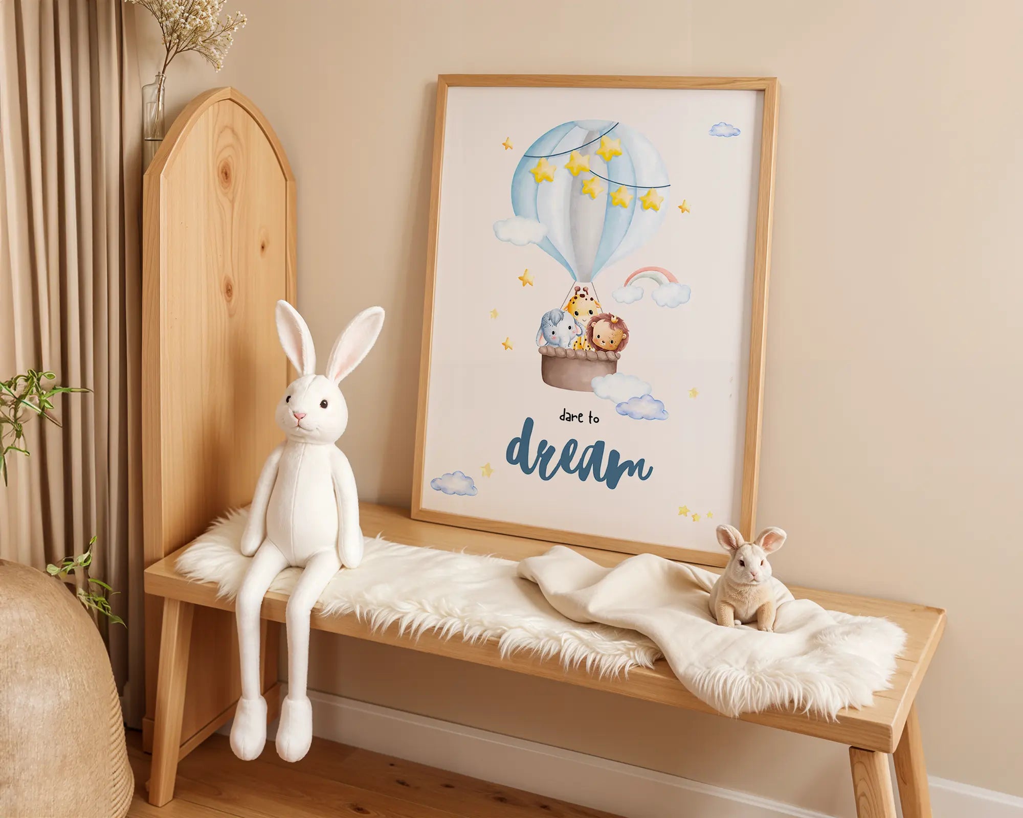 Playroom Ideas | Hot Air Balloon Nursery Print | Dare to Dream Quote Wall Art wall art print, modern home decor, unframed artwork by Nomad & Nest