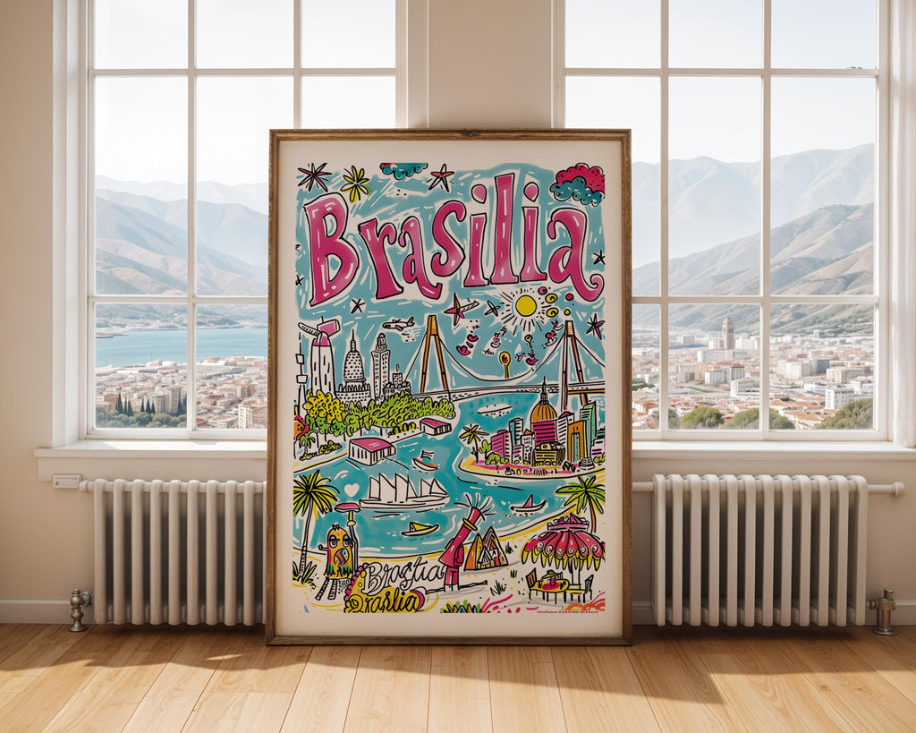 Brasilia Brazil Art Print | Tropical Cityscape Poster wall art print, modern home decor, unframed artwork by Nomad & Nest