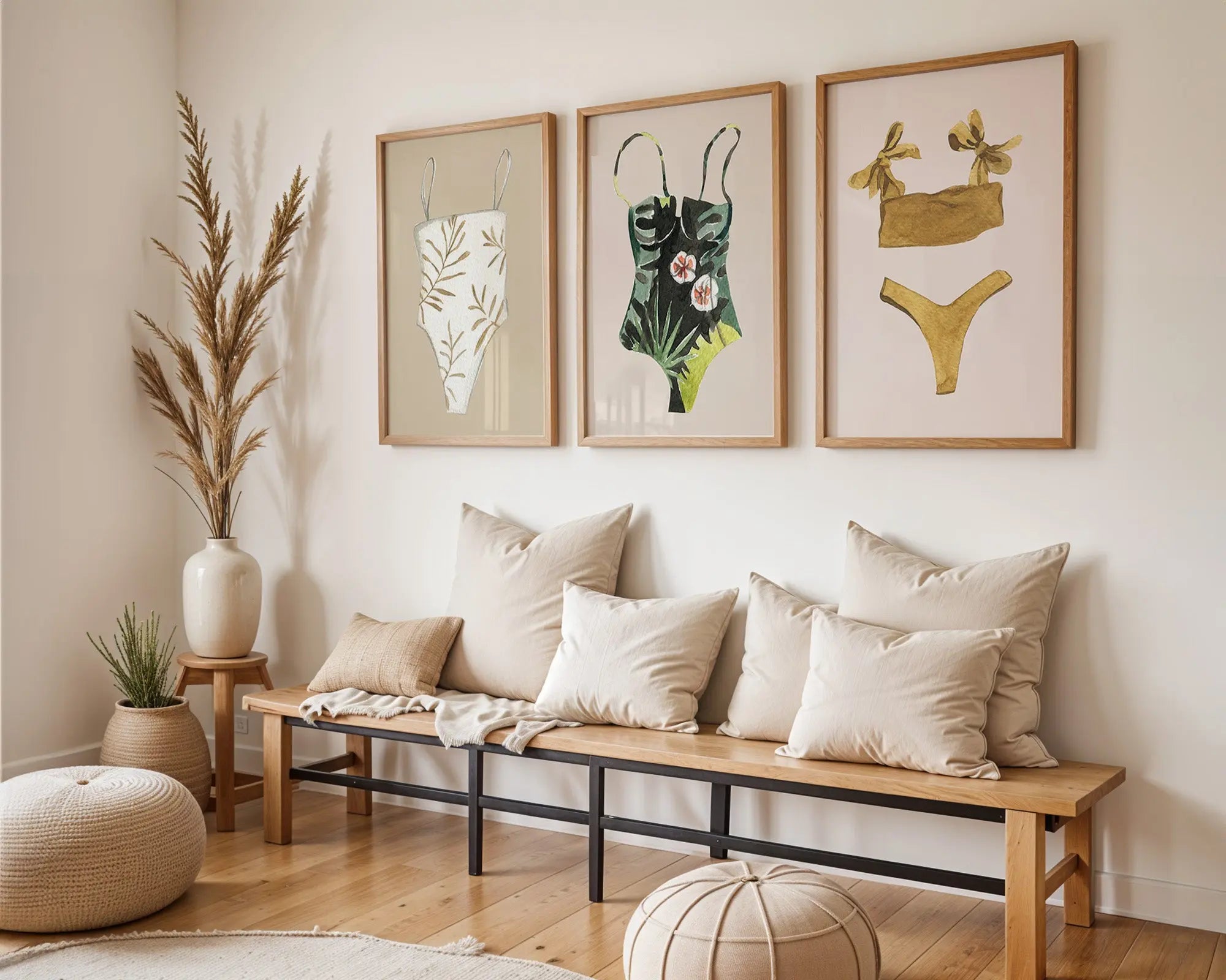 Colourful Prints | Swimsuit Art Print Set, Summer Fashion, Beach Bathroom DŽcor (Set of 3) wall art print, modern home decor, unframed artwork by Nomad & Nest