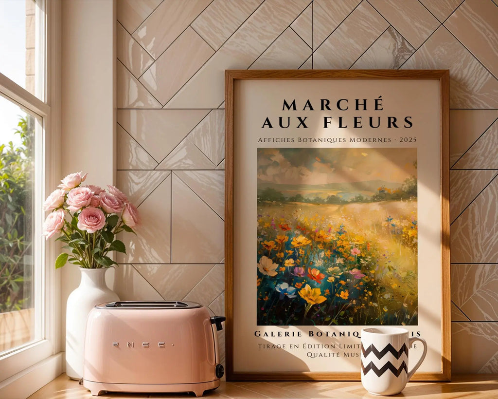 Golden Field Floral Print | French Country Cottage Wall Art wall art print, modern home decor, unframed artwork by Nomad & Nest