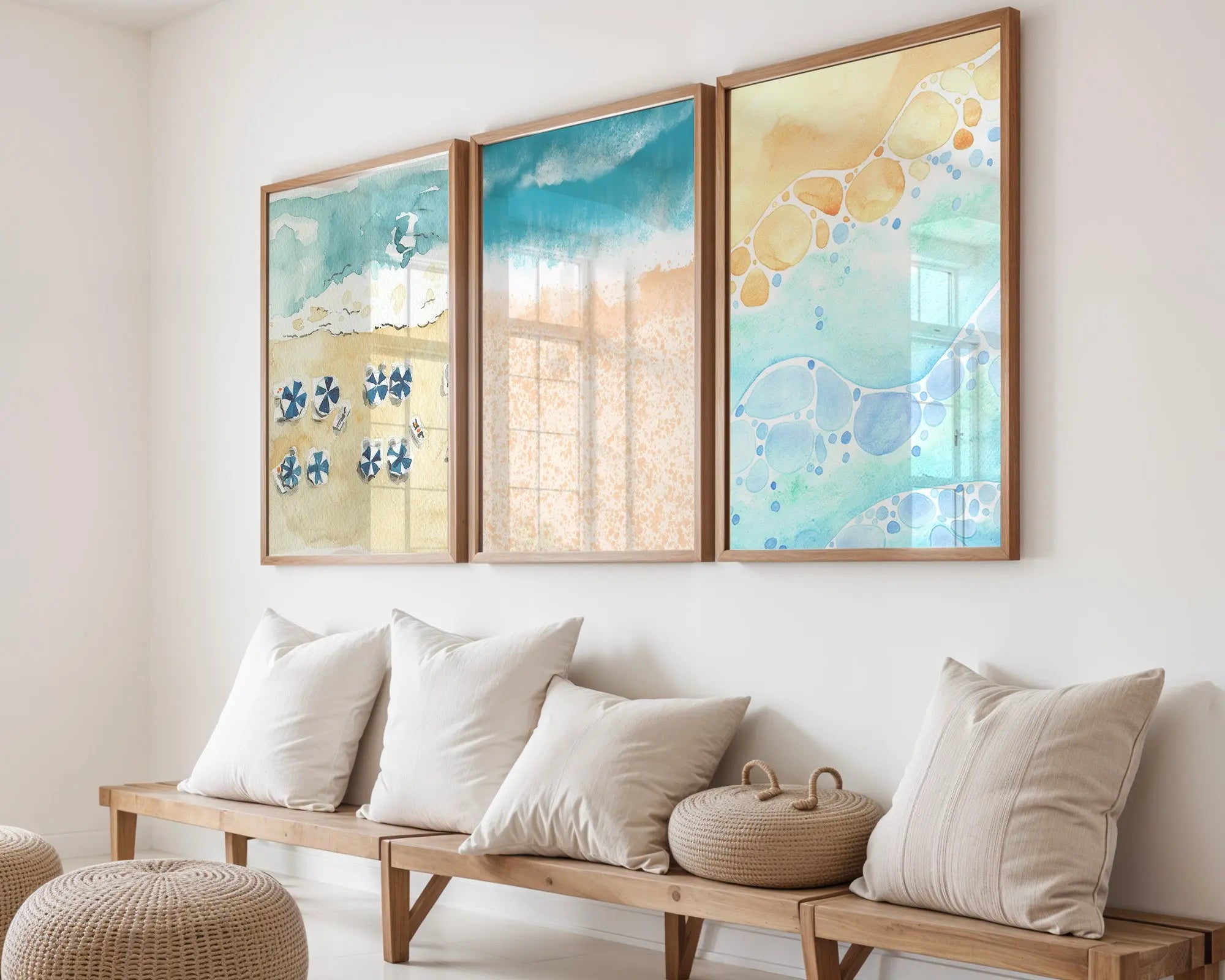 Colourful Prints | Ocean Watercolour Art Prints | Abstract Coastal Wall Decor (Set of 3) wall art print, modern home decor, unframed artwork by Nomad & Nest