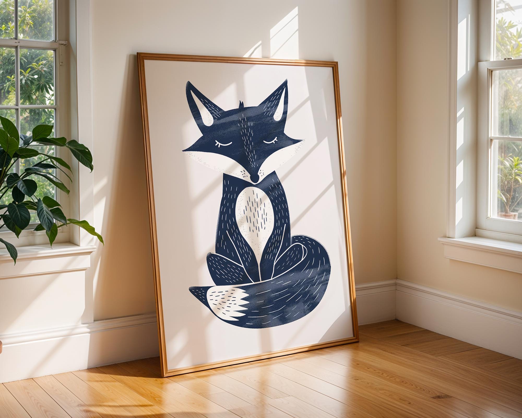 Minimalist Fox Print, Scandinavian Woodland Nursery Decor wall art print, modern home decor, unframed artwork by Nomad & Nest