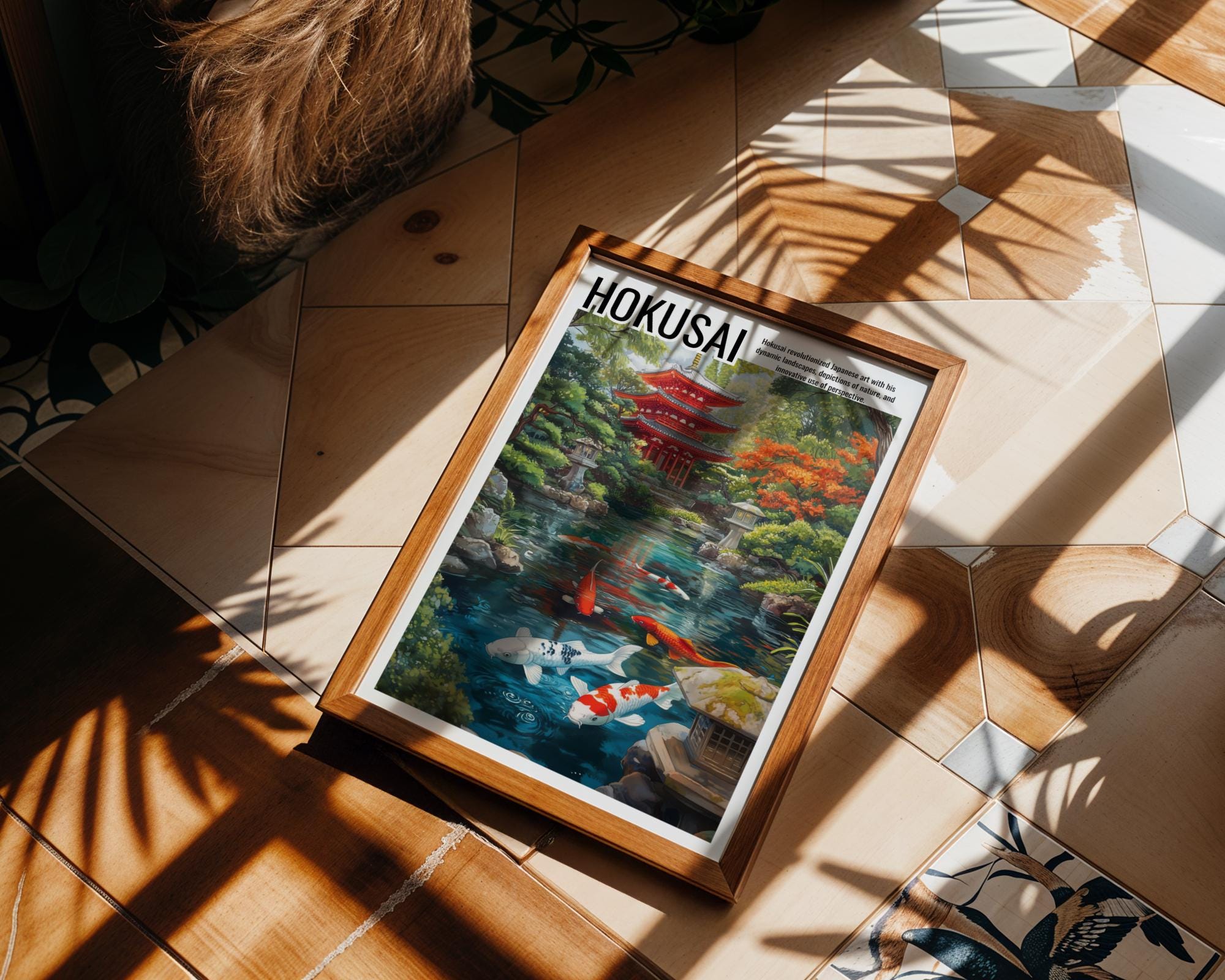 Japanese Poster | Koi Fish Pond Art Print –  Zen Garden Landscape wall art print, modern home decor, unframed artwork by Nomad & Nest