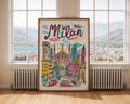 Milan Duomo Art Print | Colorful Italian Cityscape Travel Poster wall art print, modern home decor, unframed artwork by Nomad & Nest
