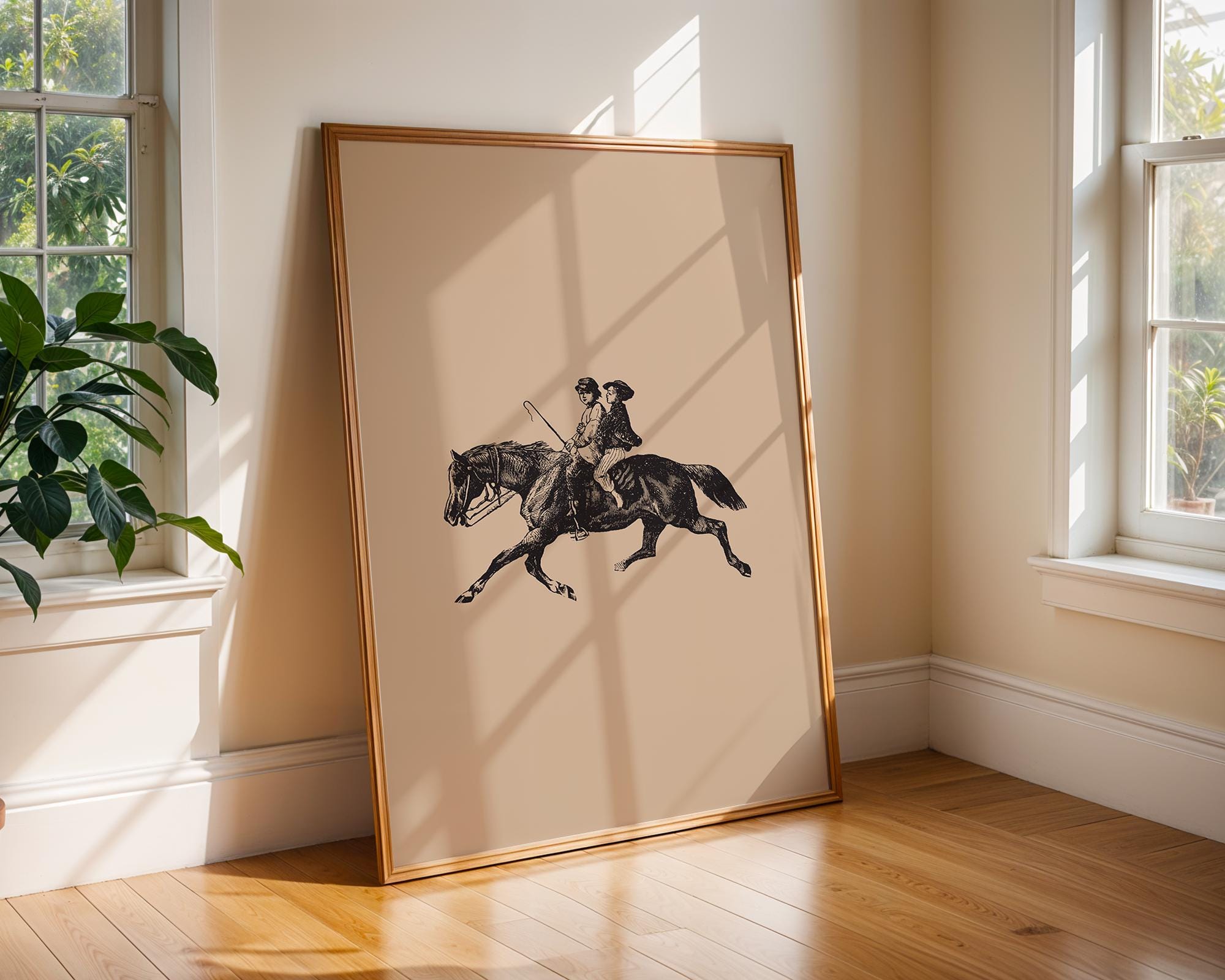 Vintage Equestrian Print | Sepia Tone Horse Riding Poster wall art print, modern home decor, unframed artwork by Nomad & Nest