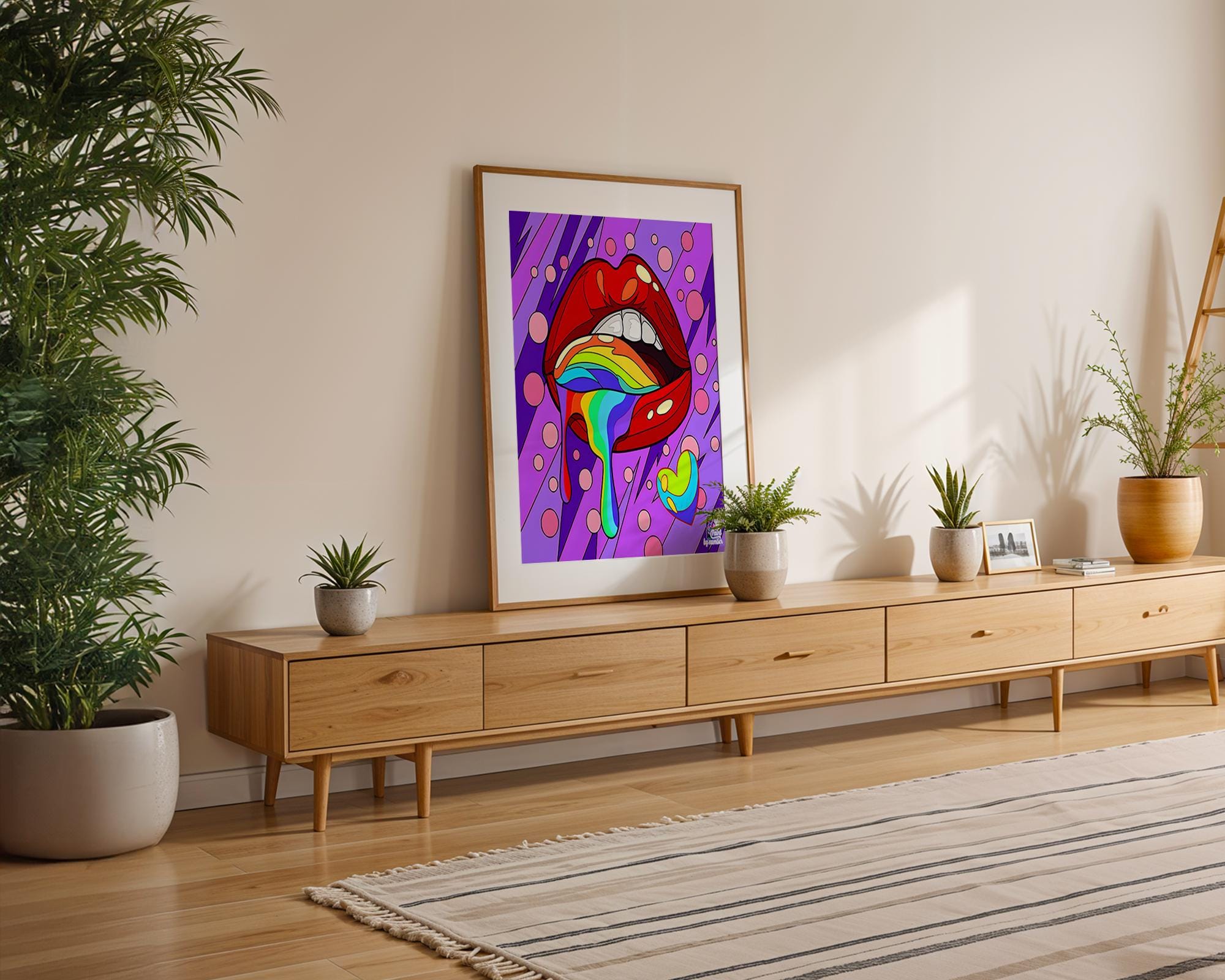 Modern Pop Art | Lips Rainbow Tongue Print | LGBTQ Graffiti wall art print, modern home decor, unframed artwork by Nomad & Nest