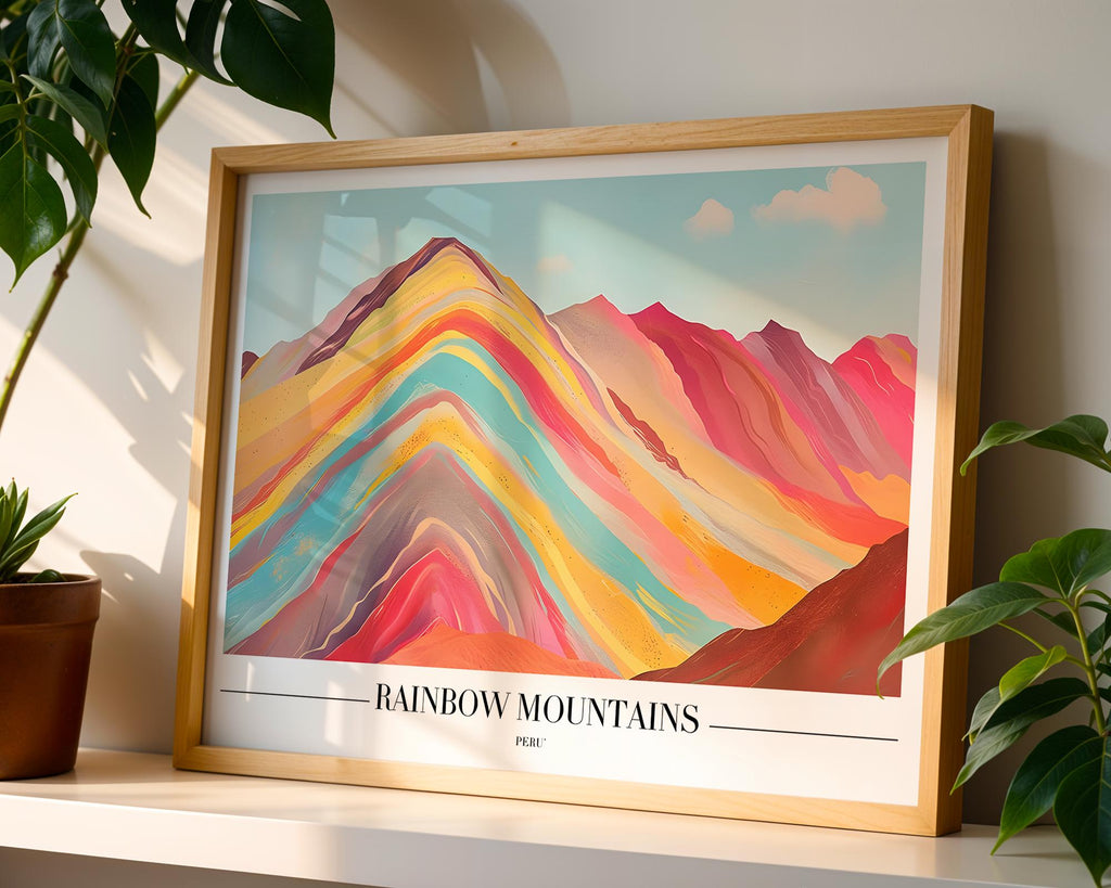 Rainbow Mountains Peru Print | Colorful Travel Poster wall art print, modern home decor, unframed artwork by Nomad & Nest