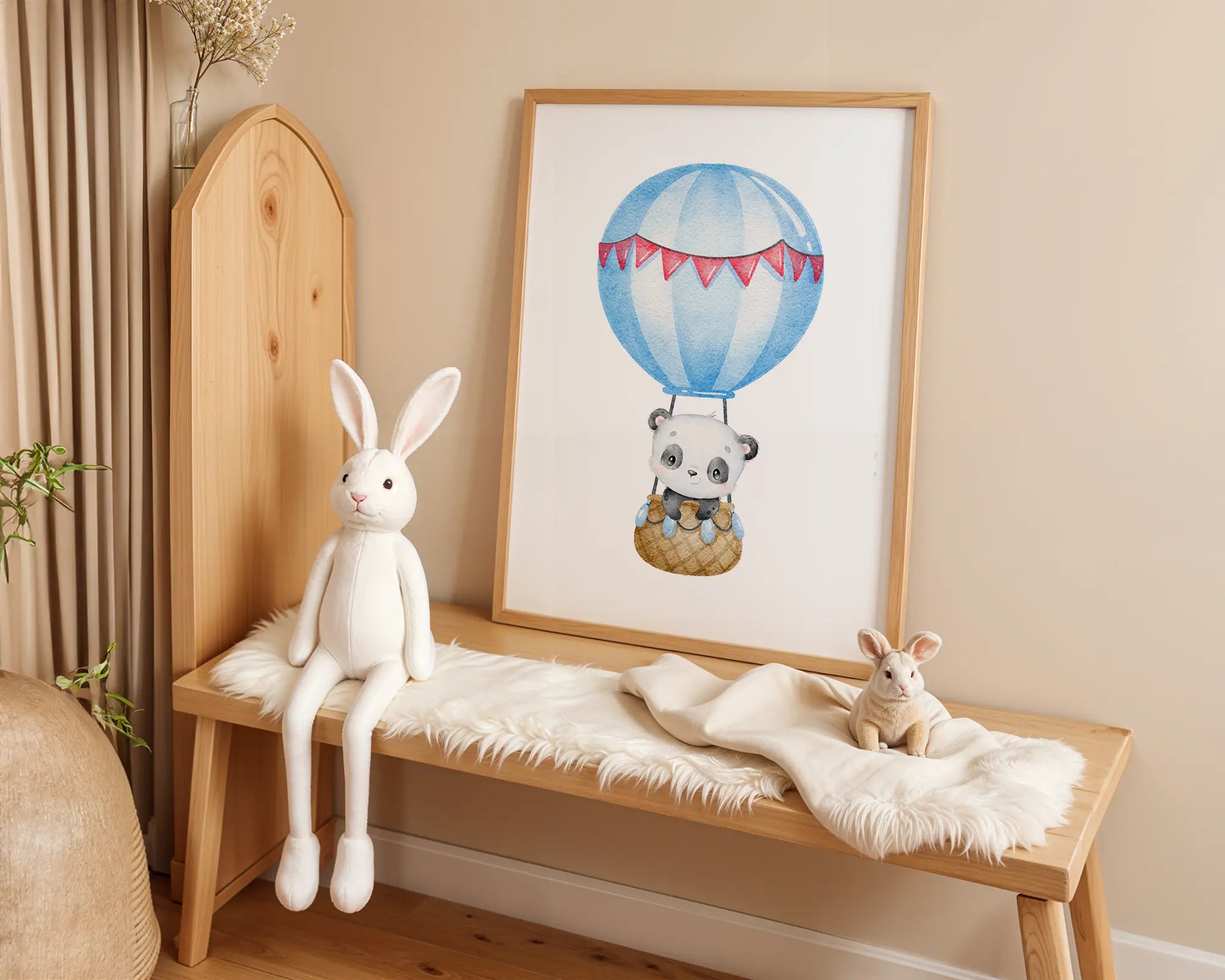 Playroom Ideas | Panda Balloon Nursery Art | Cute Animal Wall Print wall art print, modern home decor, unframed artwork by Nomad & Nest