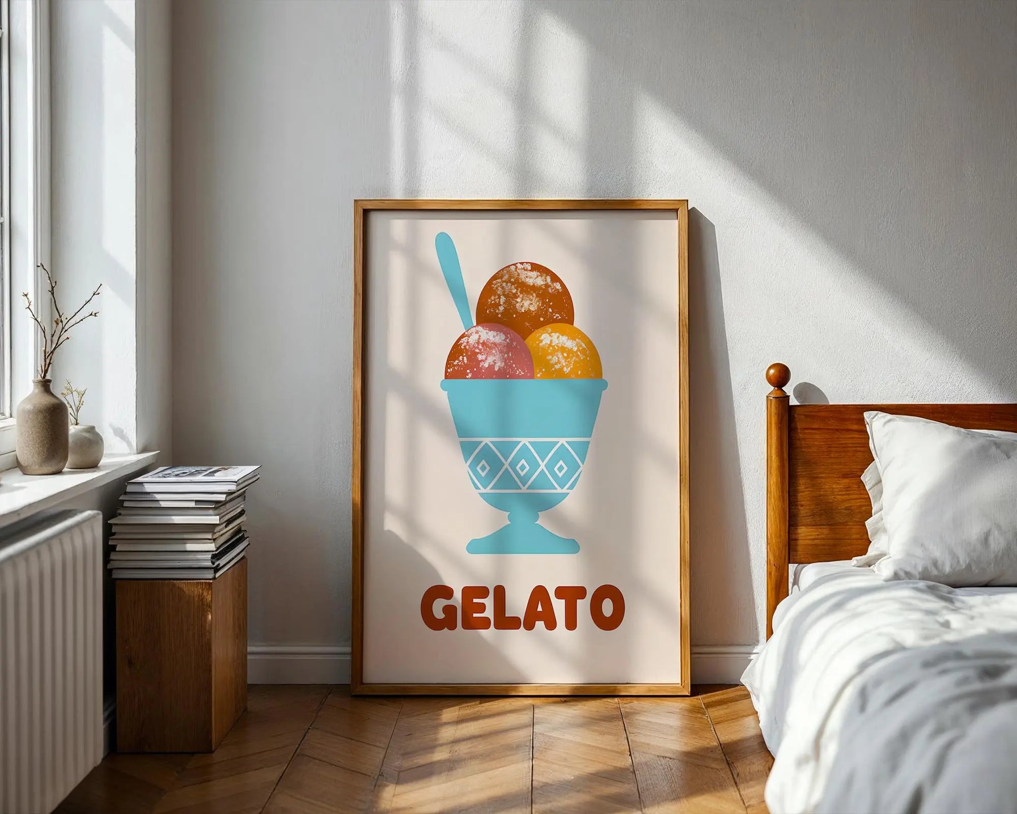 Gelato Art Print | Italian Dessert Illustration, Kitchen Decor wall art print, modern home decor, unframed artwork by Nomad & Nest
