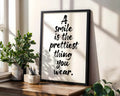 Positive Emotion | A Smile Is The Prettiest Thing Quote | Elegant Typography Wall Art wall art print, modern home decor, unframed artwork by Nomad & Nest