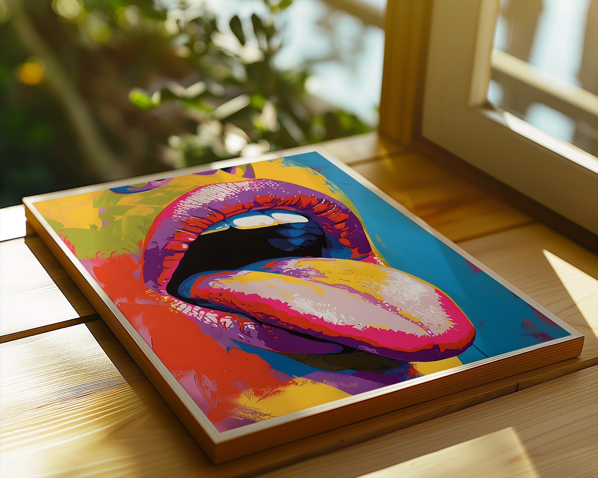 Colourful Prints | Pop Art Lips Print |  Tongue, Modern Home Decor wall art print, modern home decor, unframed artwork by Nomad & Nest