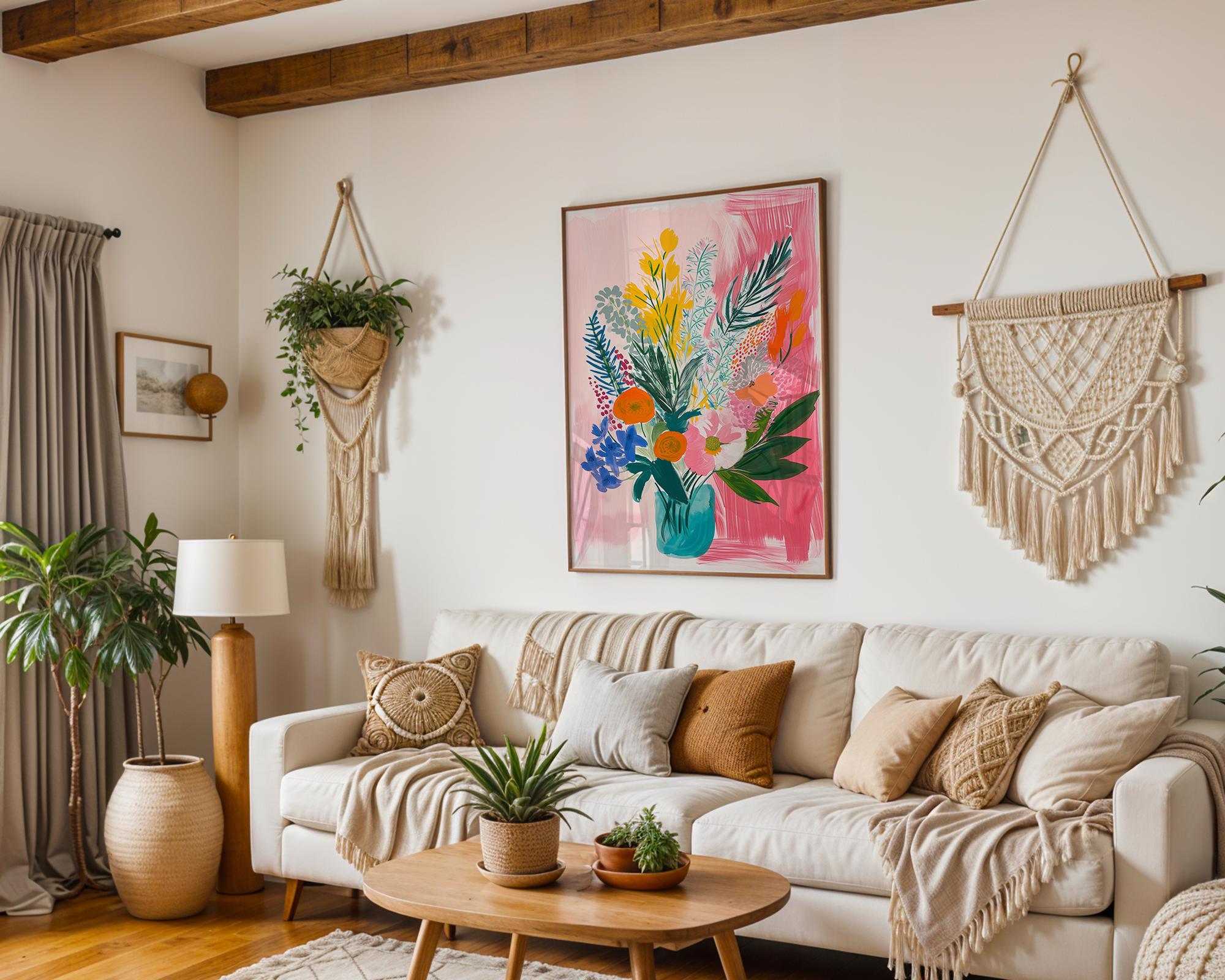 Modern Pop Art | Botanical Vase Painting | Colourful Floral Print, Modern wall art print, modern home decor, unframed artwork by Nomad & Nest