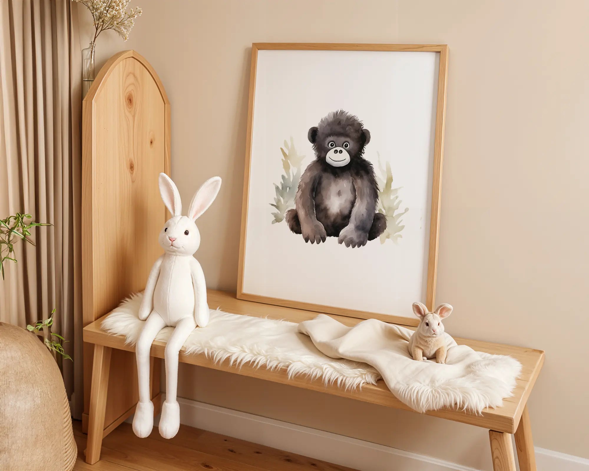 Playroom Ideas | Monkey Nursery Wall Art | Jungle Animal Baby Illustration wall art print, modern home decor, unframed artwork by Nomad & Nest
