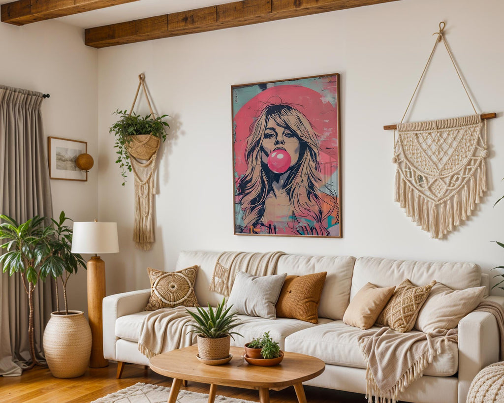 Modern Pop Art | Bubble Gum Girl Graffiti  Print | Urban Pop  Decor wall art print, modern home decor, unframed artwork by Nomad & Nest