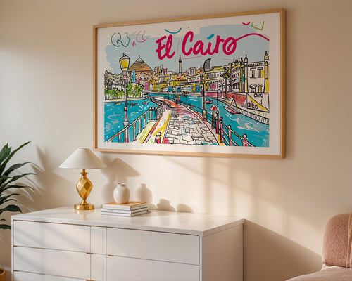 Cairo Egypt Travel Poster | Quirky Cityscape Art Print wall art print, modern home decor, unframed artwork by Nomad & Nest