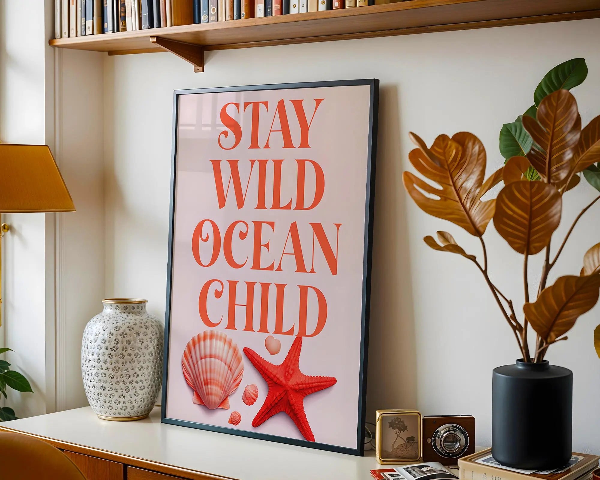 Positive Emotion | Stay Wild Ocean Child Wall Art | Beach Quote Poster | Coastal Lifestyle Decor wall art print, modern home decor, unframed artwork by Nomad & Nest