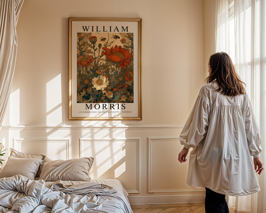 William Morris Print Bees and Poppies  | Vintage Garden Art Poster wall art print, modern home decor, unframed artwork by Nomad & Nest