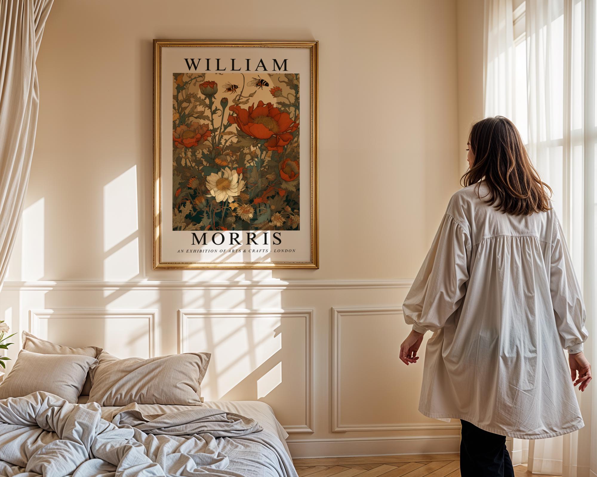 William Morris Print Bees and Poppies  | Vintage Garden Art Poster wall art print, modern home decor, unframed artwork by Nomad & Nest