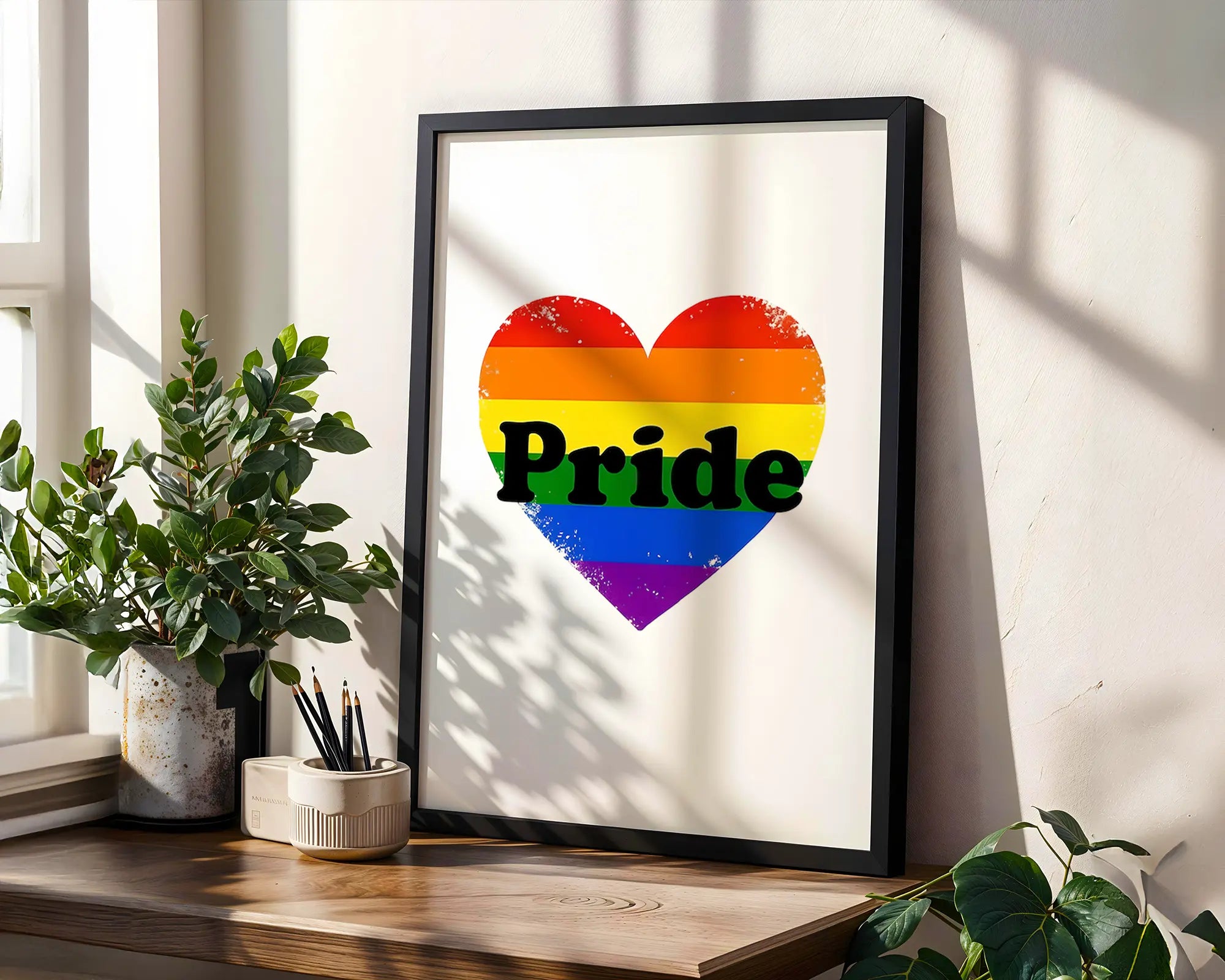 Positive Emotion | Rainbow Pride Heart Wall Art | LGBTQ Love Symbol Print | Minimal Equality Poster wall art print, modern home decor, unframed artwork by Nomad & Nest