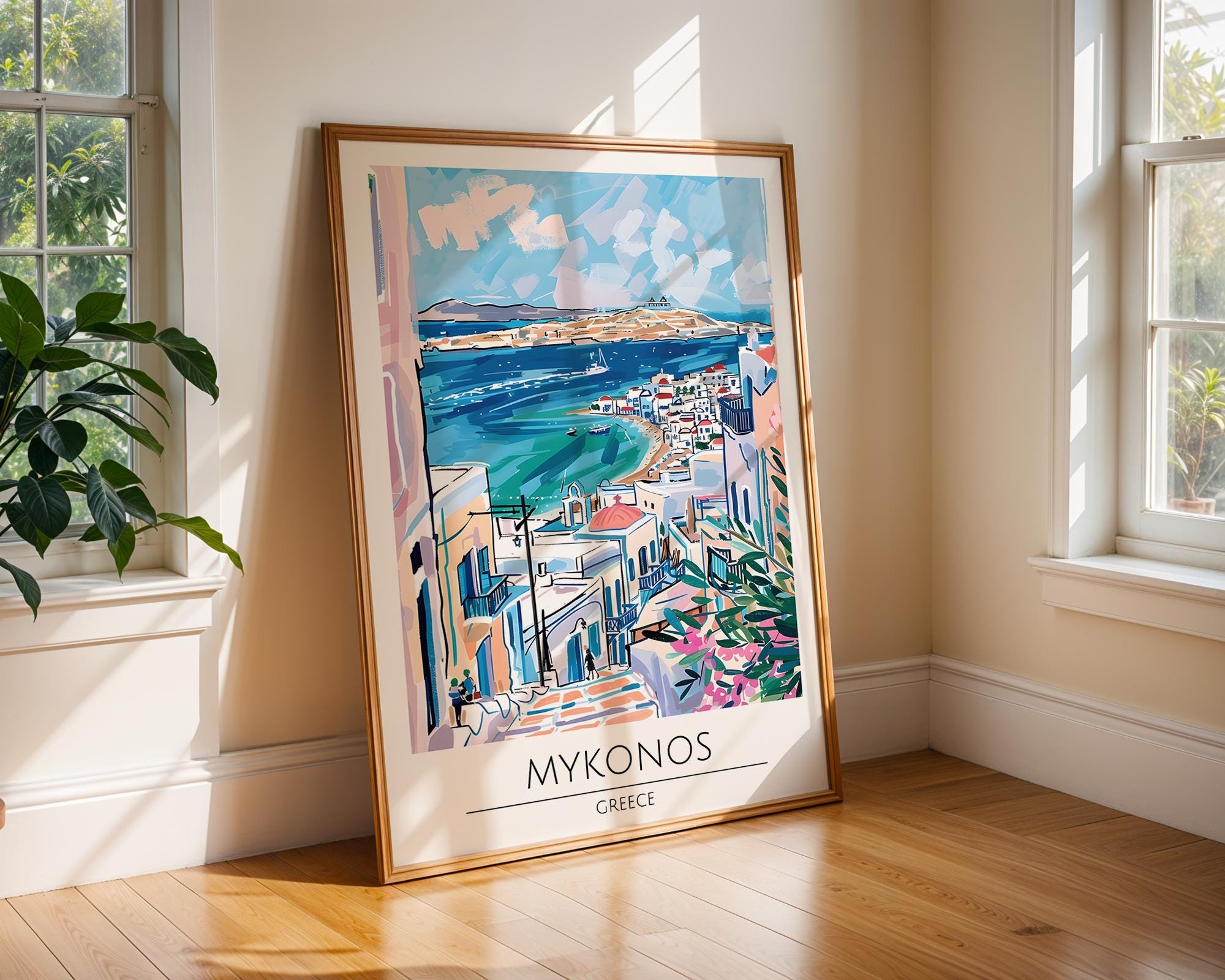 Mykonos Greece Travel Print | Coastal Mediterranean Wall Art wall art print, modern home decor, unframed artwork by Nomad & Nest