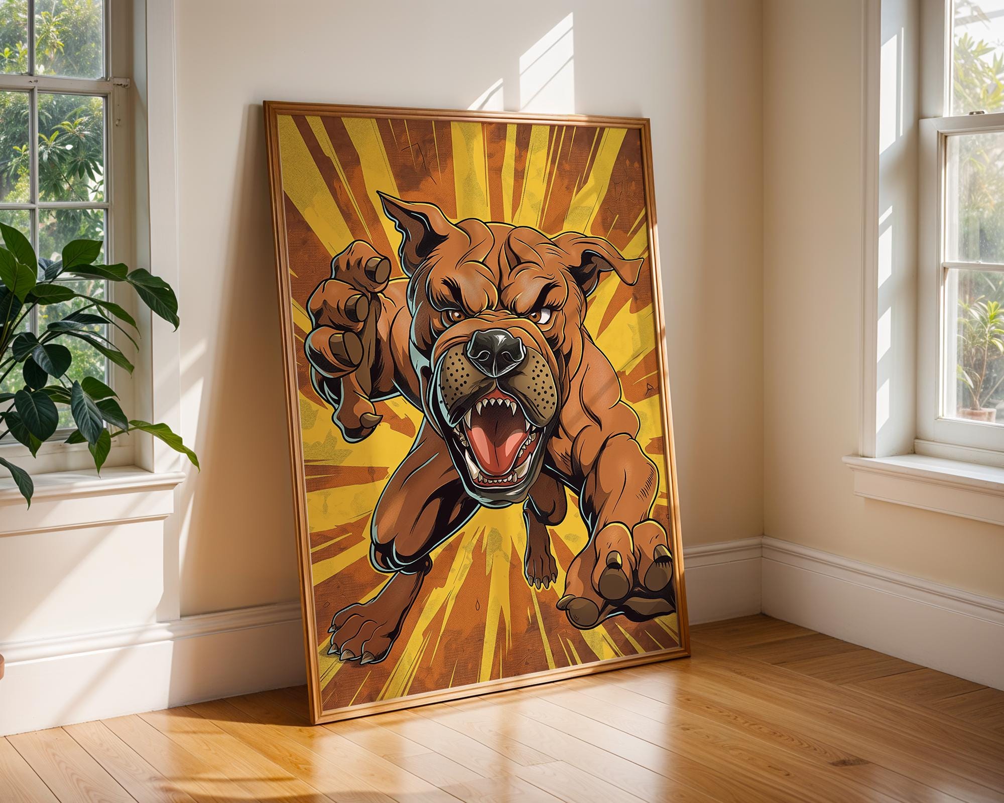 Pop Art Bulldog Poster | Superhero Comic Style Print wall art print, modern home decor, unframed artwork by Nomad & Nest