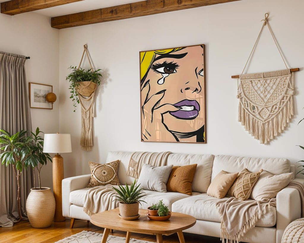 Modern Pop Art | Crying Woman  Print | Vintage Comic Book Style wall art print, modern home decor, unframed artwork by Nomad & Nest