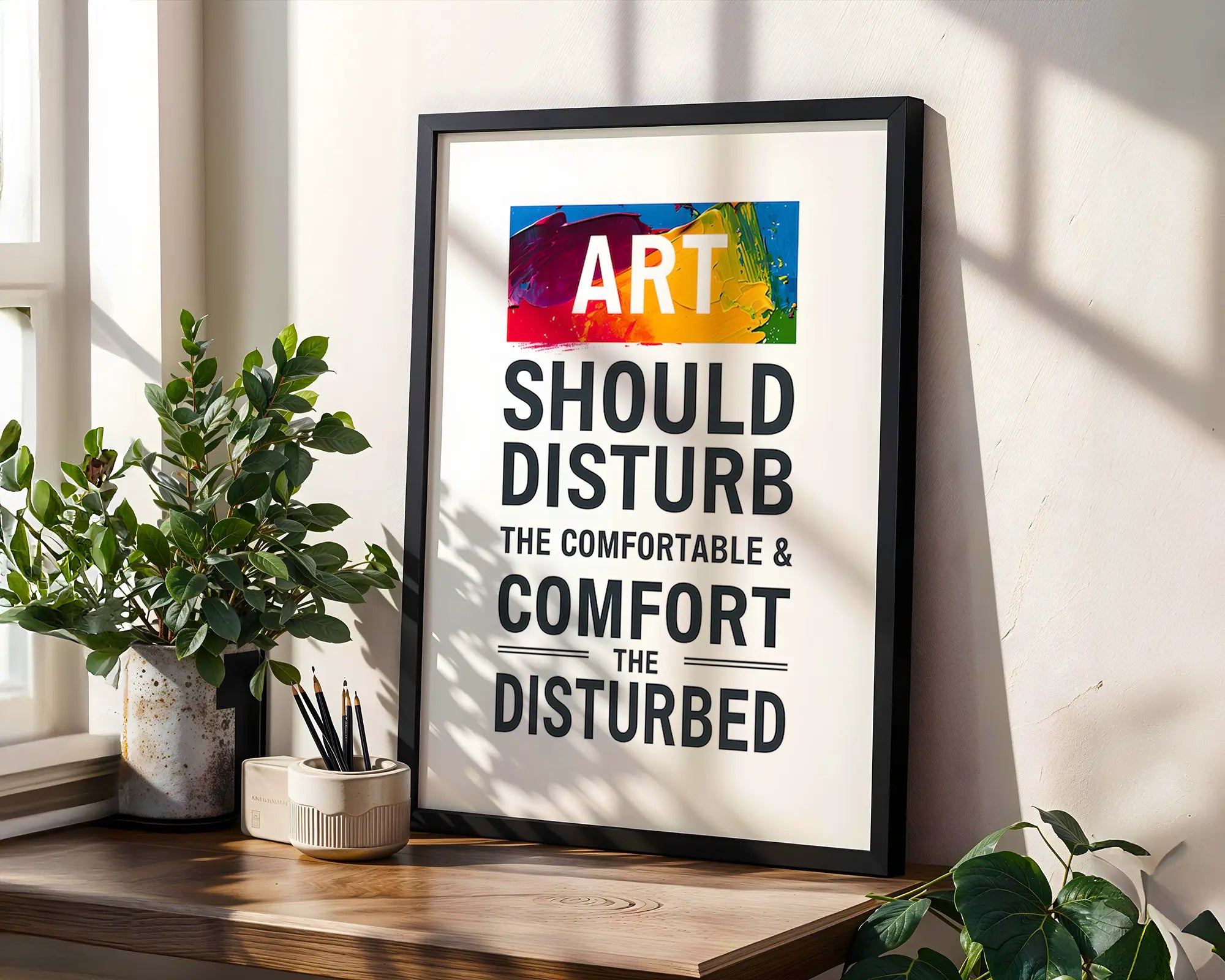Positive Emotion | Art Should Disturb Quote Poster | Bold Typography Wall Art | Creative Statement Decor wall art print, modern home decor, unframed artwork by Nomad & Nest