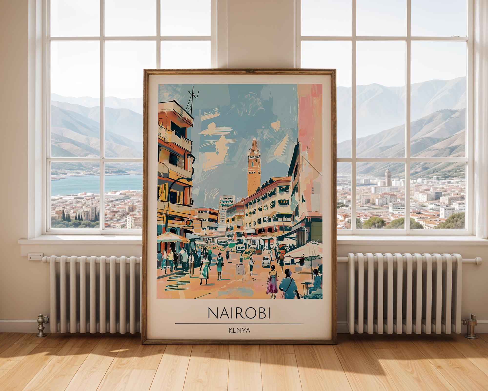 Nairobi Kenya City Art Print | Vibrant African Travel Poster wall art print, modern home decor, unframed artwork by Nomad & Nest
