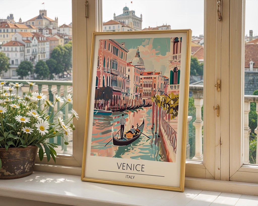 Venice Italy Travel Poster | Gondola Cityscape Art Print wall art print, modern home decor, unframed artwork by Nomad & Nest