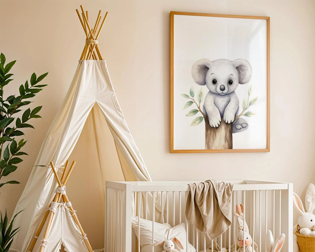 Playroom Ideas | Koala Nursery Wall Art | Australian Animal Baby Decor wall art print, modern home decor, unframed artwork by Nomad & Nest
