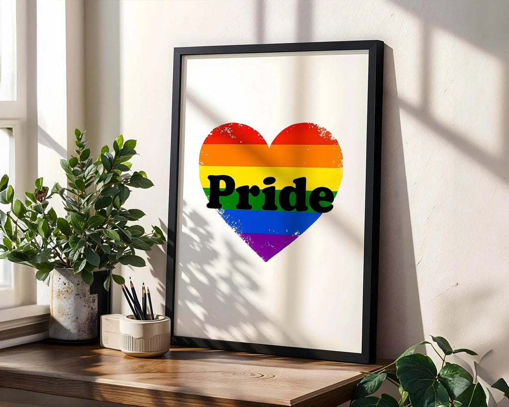 Positive Emotion | Rainbow Pride Heart Wall Art | LGBTQ Love Symbol Print | Minimal Equality Poster wall art print, modern home decor, unframed artwork by Nomad & Nest