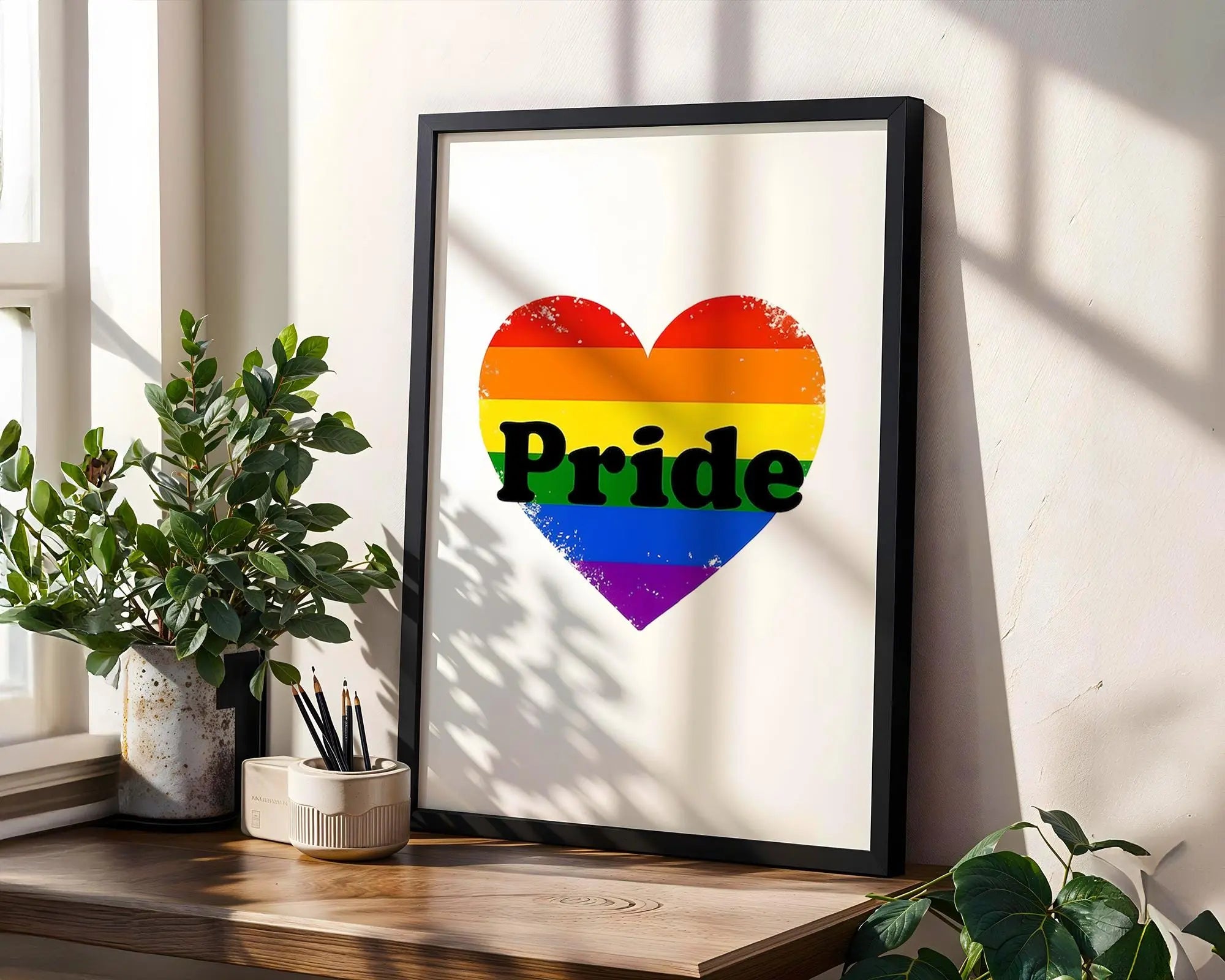 Positive Emotion | Rainbow Pride Heart Wall Art | LGBTQ Love Symbol Print | Minimal Equality Poster wall art print, modern home decor, unframed artwork by Nomad & Nest