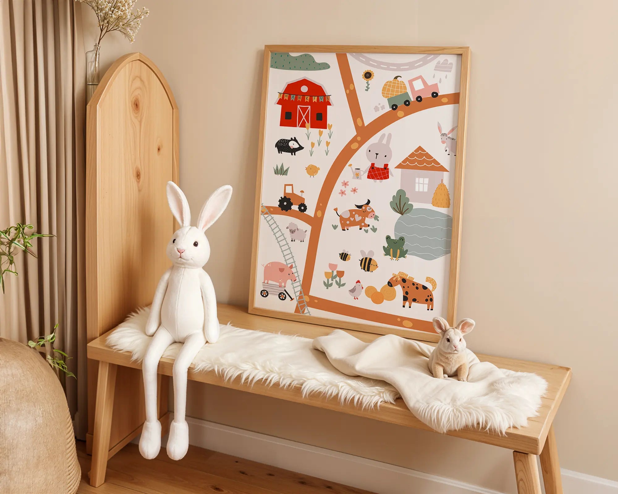 Playroom Ideas | Farm Nursery Wall Art | Cute Animals Countryside Print wall art print, modern home decor, unframed artwork by Nomad & Nest