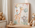 Playroom Ideas | Safari Friends Nursery Wall Art | Giraffe Elephant Balloon Print wall art print, modern home decor, unframed artwork by Nomad & Nest