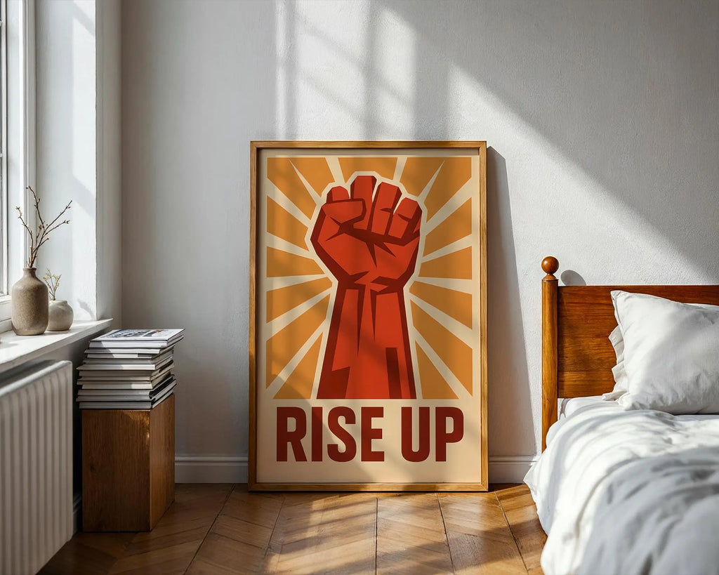 Rise Up Fist Print | Retro Empowerment Poster wall art print, modern home decor, unframed artwork by Nomad & Nest
